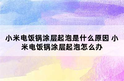 小米电饭锅涂层起泡是什么原因 小米电饭锅涂层起泡怎么办